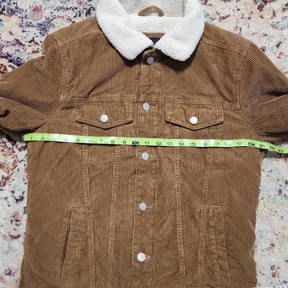 Hollister Corduroy and Sherpa Jacket Coat Tan Brown Ivory Size Medium - Picture 10 of 11